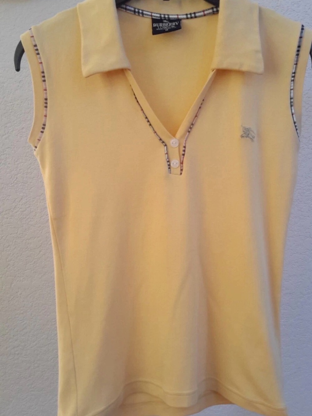 Burberry Pale Yellow Polo with Signature Check Trim